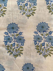 Mughal Flower Block Print, indian cotton, Hand stamped printing, by the yard, Indian Fabric, Upholstery Fabric , sewing and quilting fabric - Rohiyaan